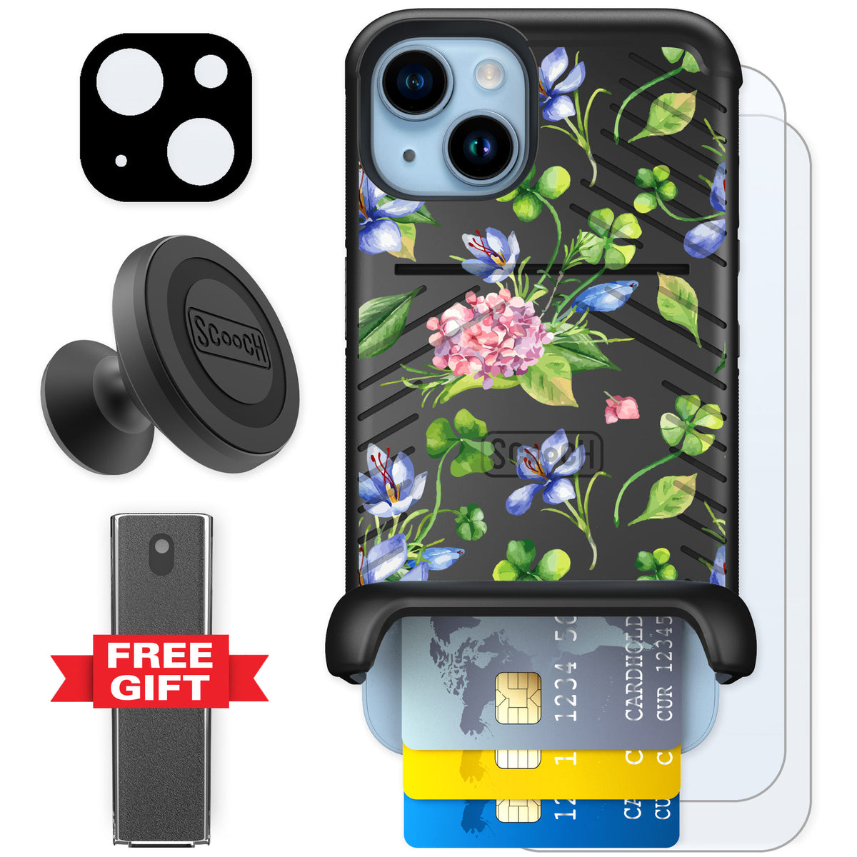 Scooch Wingmate Lucky Hydrangea for iPhone 14 — Defender Bundle