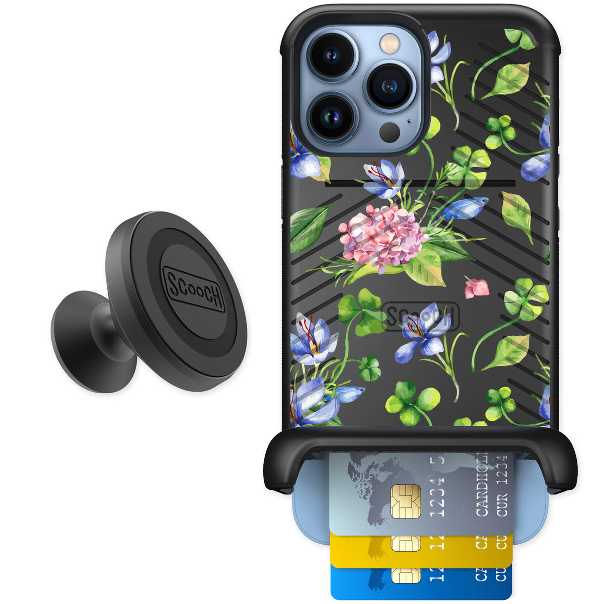 Scooch Wingmate Lucky Hydrangea for iPhone 13 Pro Max — Starter Bundle