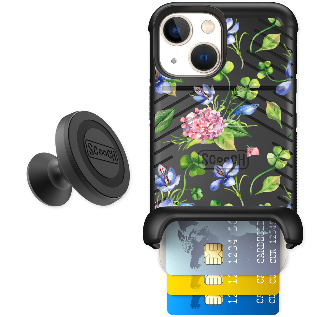 Scooch Wingmate Lucky Hydrangea for iPhone 13 mini — Starter Bundle