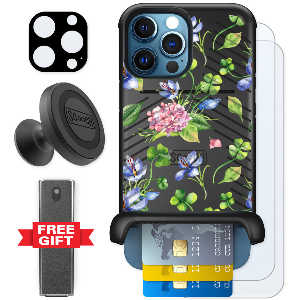Scooch Wingmate Lucky Hydrangea for iPhone 12 Pro Max — Defender Bundle