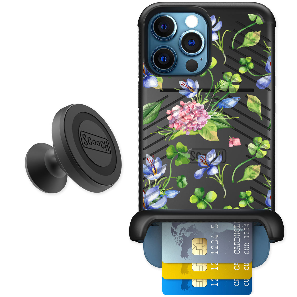 Scooch Wingmate Lucky Hydrangea for iPhone 12 Pro — Starter Bundle
