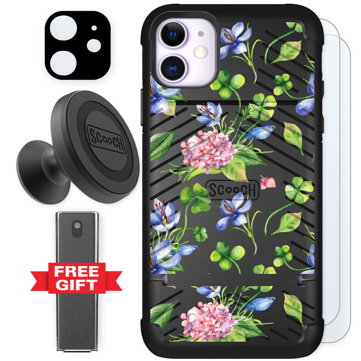 Scooch Wingmate Lucky Hydrangea for iPhone 11 — Defender Bundle