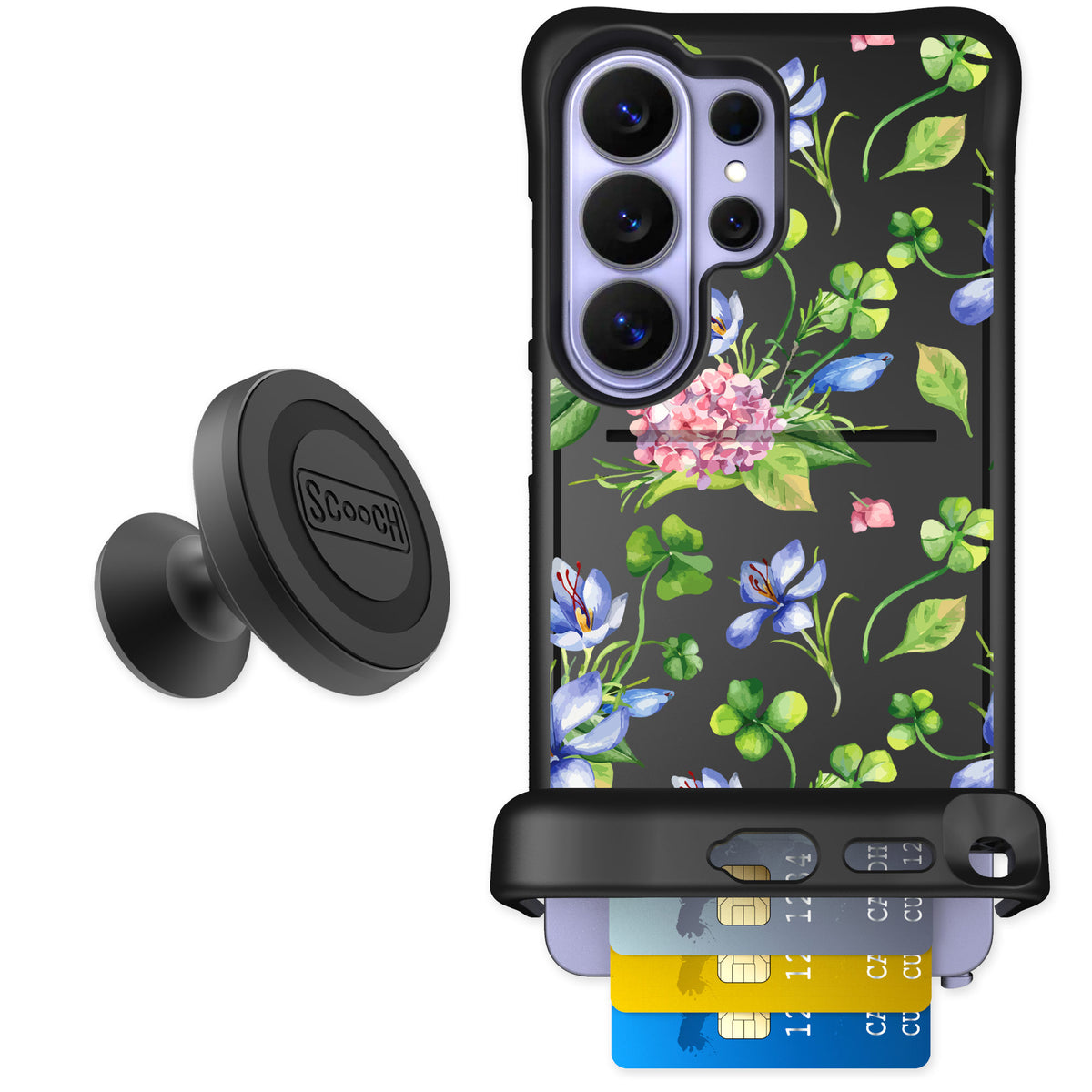 Scooch Wingmate Lucky Hydrangea for Galaxy S26 Ultra — Starter Bundle