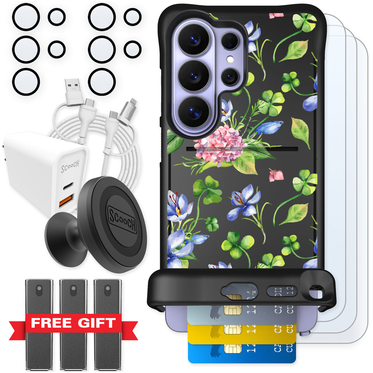Scooch Wingmate Lucky Hydrangea for Galaxy S26 Ultra — Ultimate Bundle