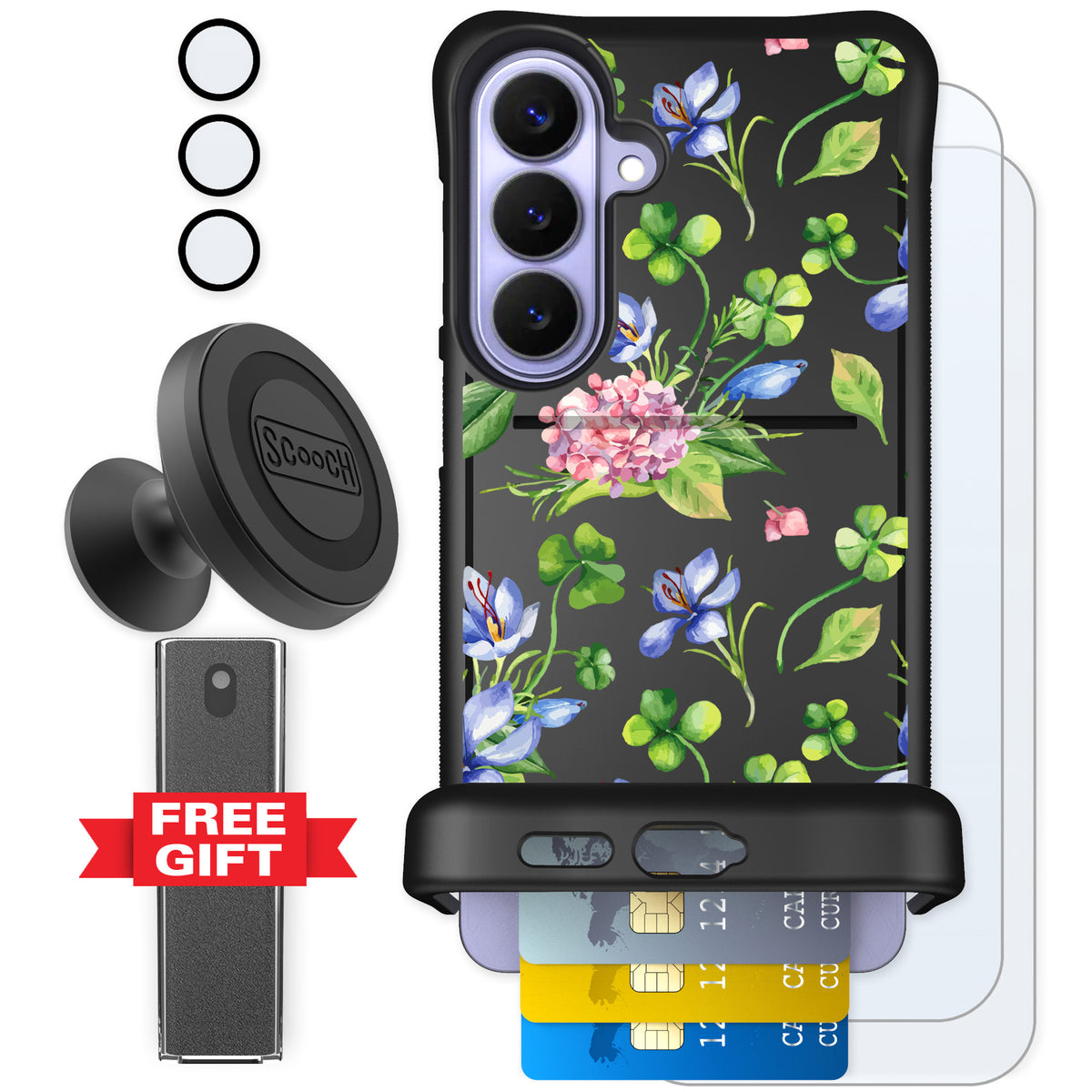 Scooch Wingmate Lucky Hydrangea for Galaxy S26+ — Defender Bundle