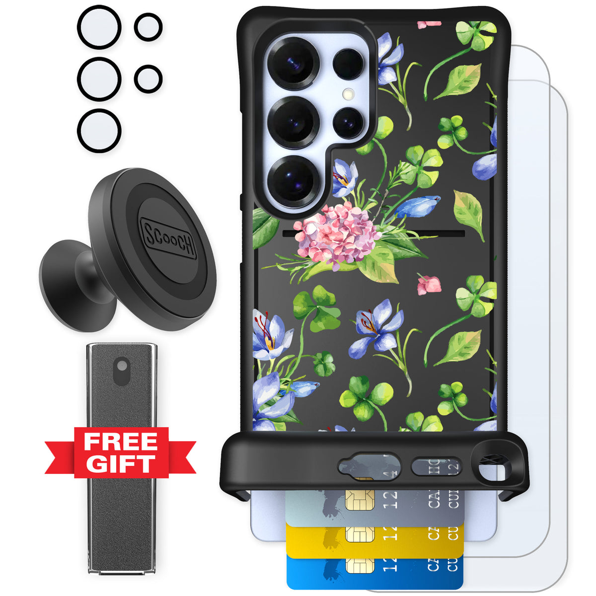 Scooch Wingmate Lucky Hydrangea for Galaxy S25 Ultra — Defender Bundle
