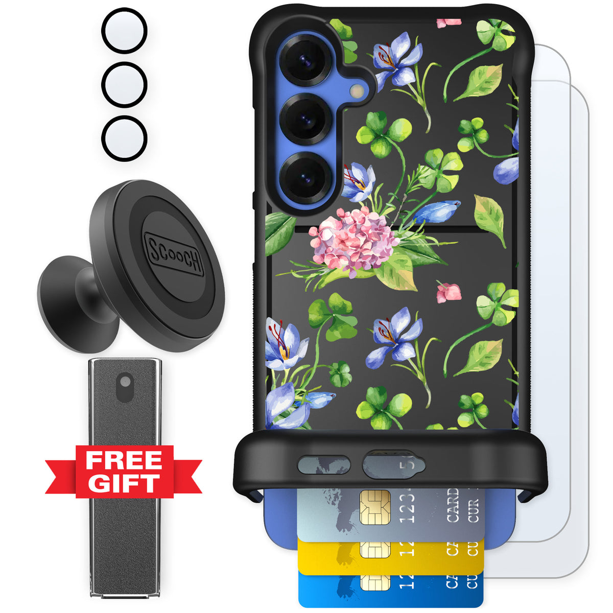 Scooch Wingmate Lucky Hydrangea for Galaxy S25+ — Defender Bundle