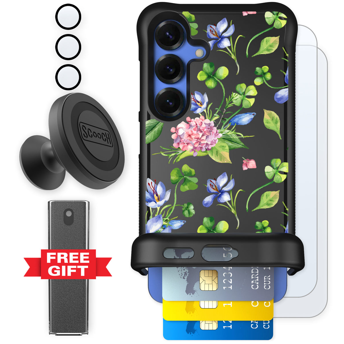 Scooch Wingmate Lucky Hydrangea for Galaxy S25 — Defender Bundle