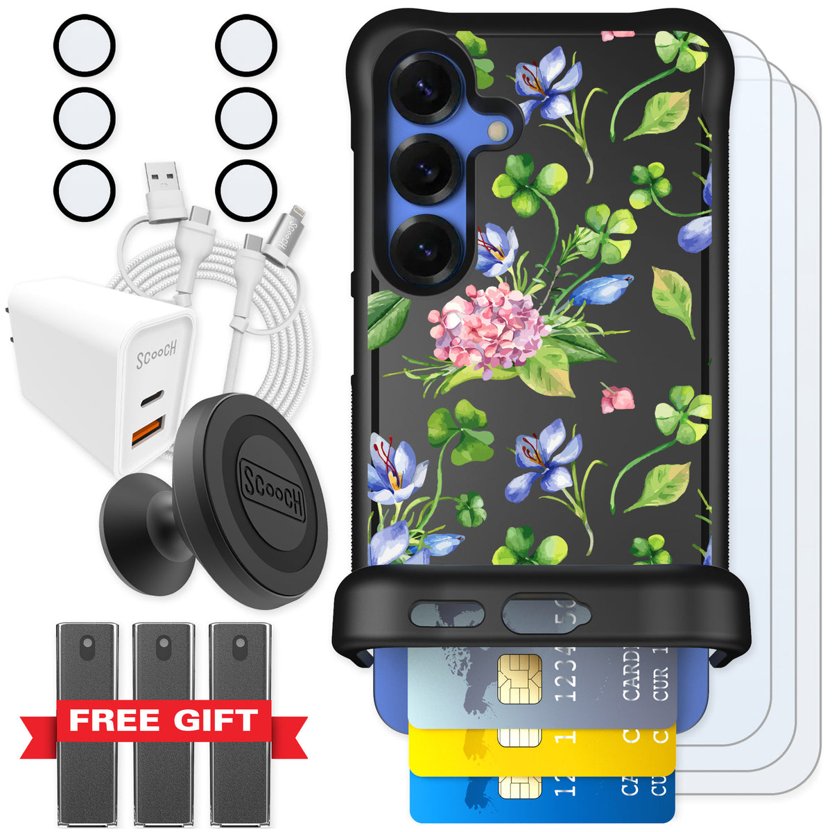 Scooch Wingmate Lucky Hydrangea for Galaxy S25 — Ultimate Bundle