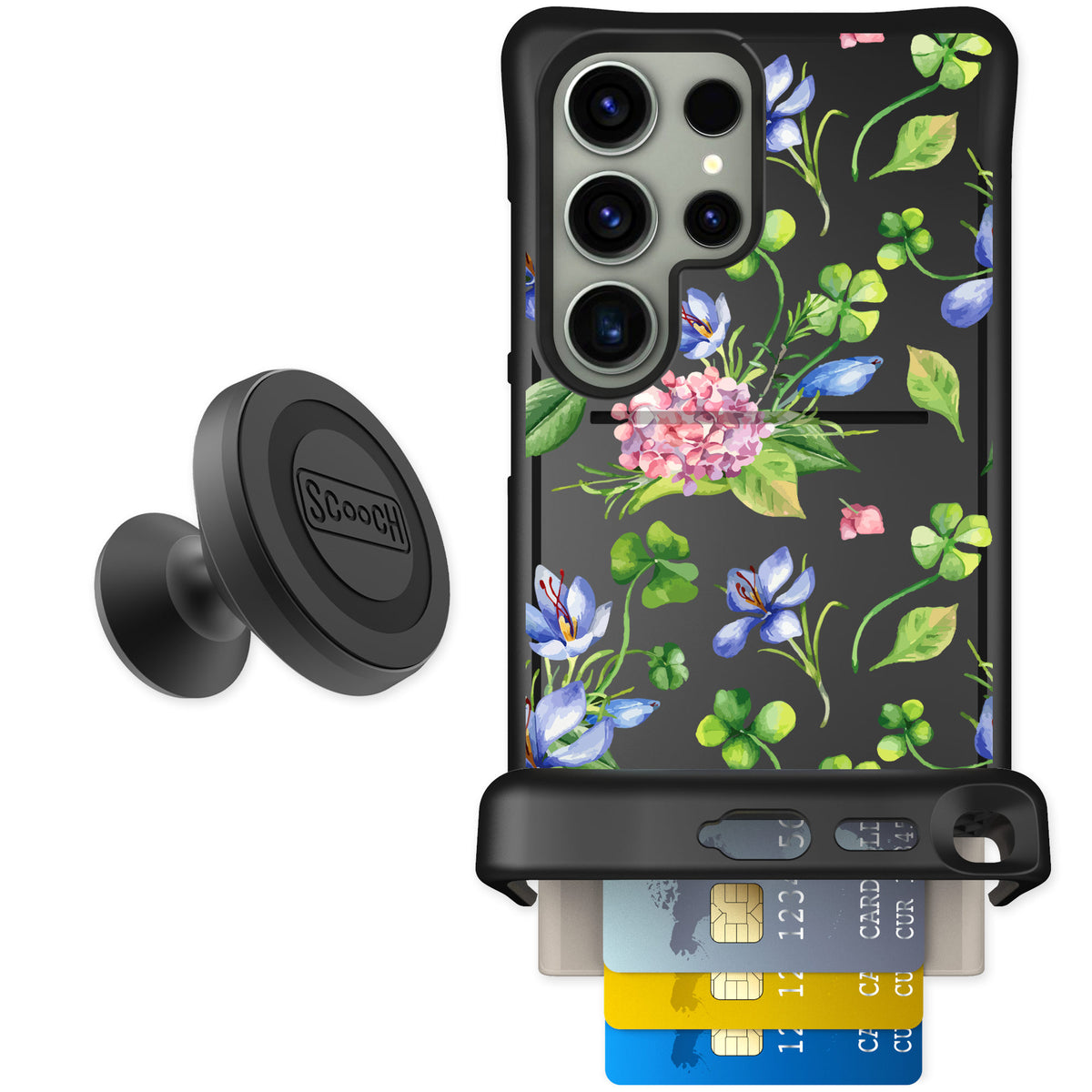 Scooch Wingmate Lucky Hydrangea for Galaxy S24 Ultra — Starter Bundle