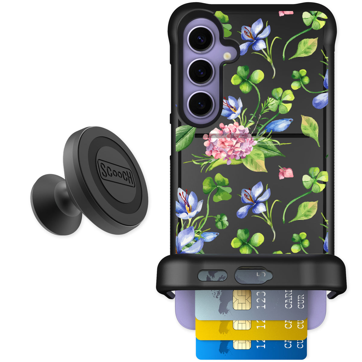 Scooch Wingmate Lucky Hydrangea for Galaxy S24+ — Starter Bundle