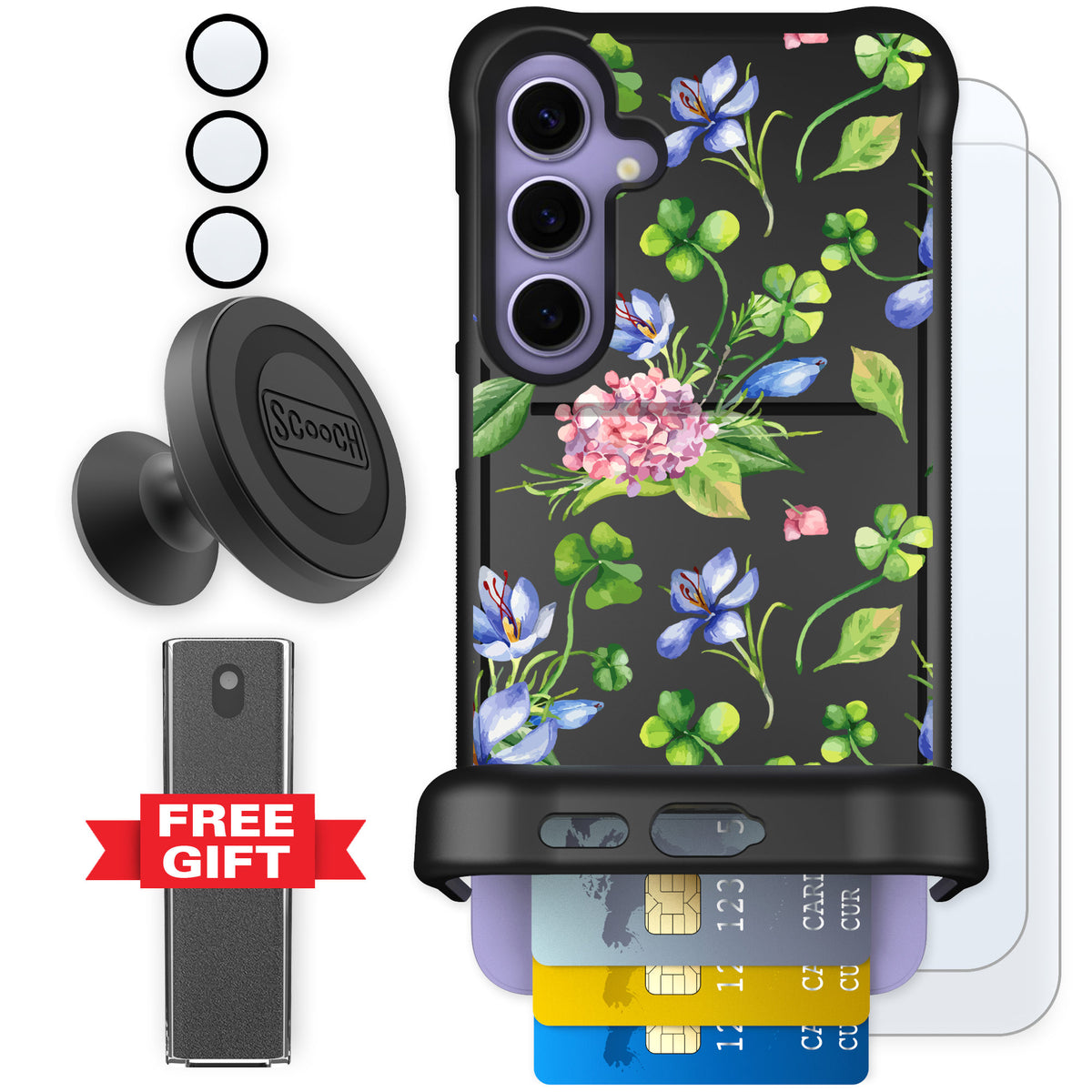 Scooch Wingmate Lucky Hydrangea for Galaxy S24+ — Defender Bundle