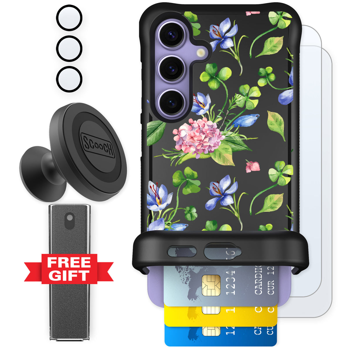 Scooch Wingmate Lucky Hydrangea for Galaxy S24 — Defender Bundle