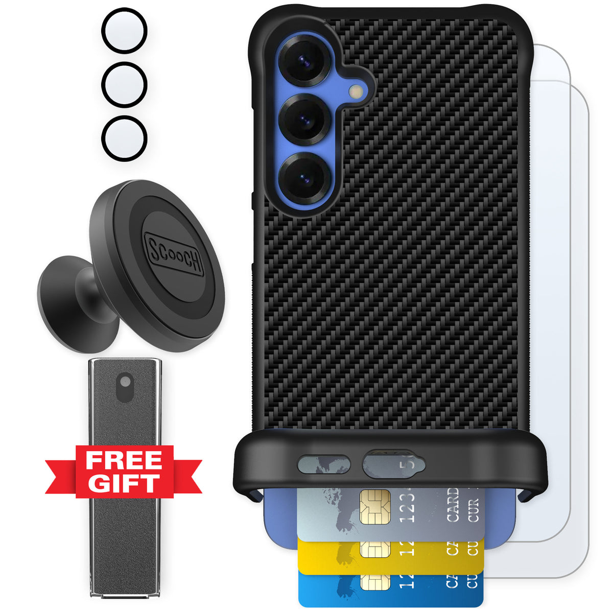 Scooch Wingmate Carbon Fiber for Galaxy S25+ — Defender Bundle