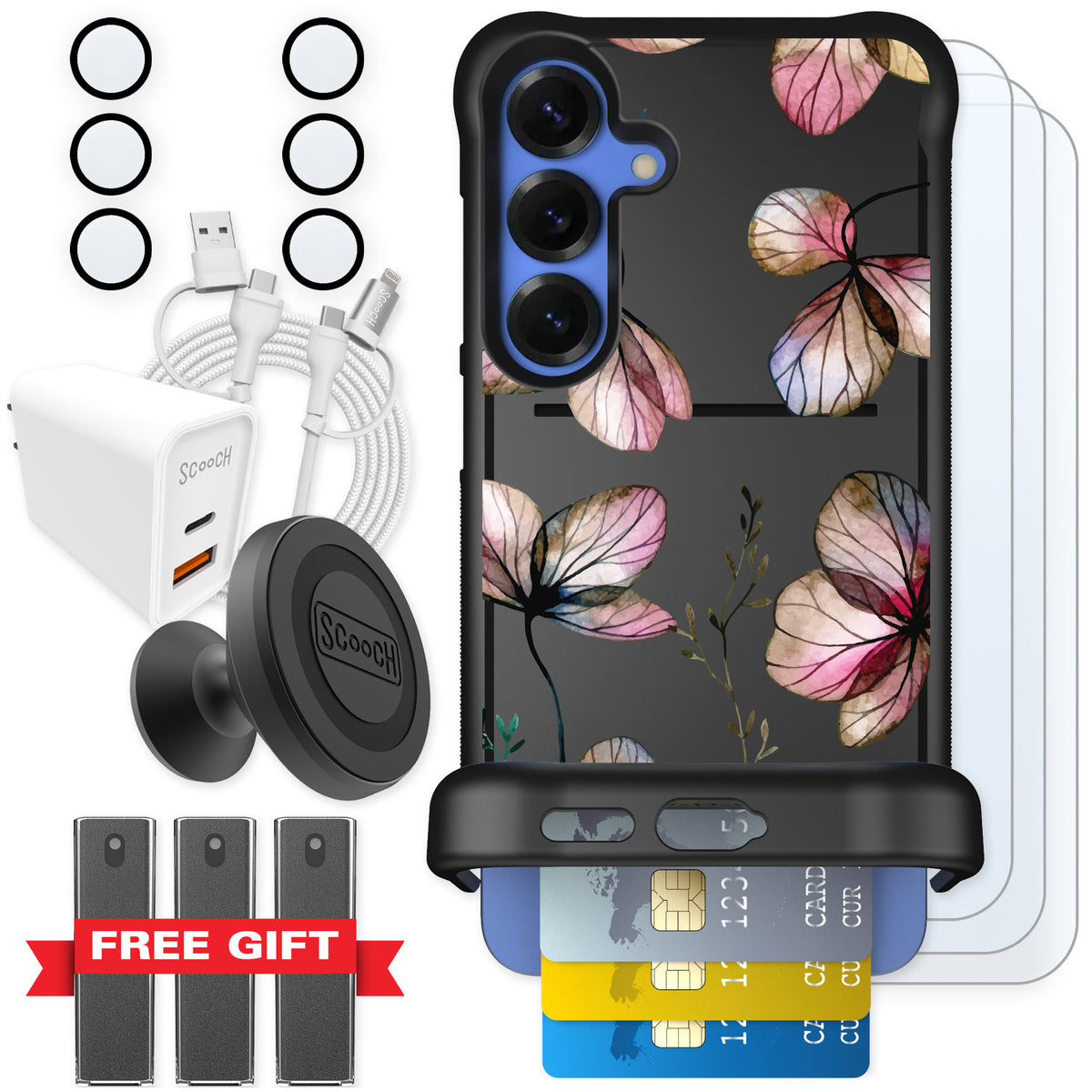 Scooch Wingmate Dried Flowers for Galaxy S25+ — Ultimate Bundle