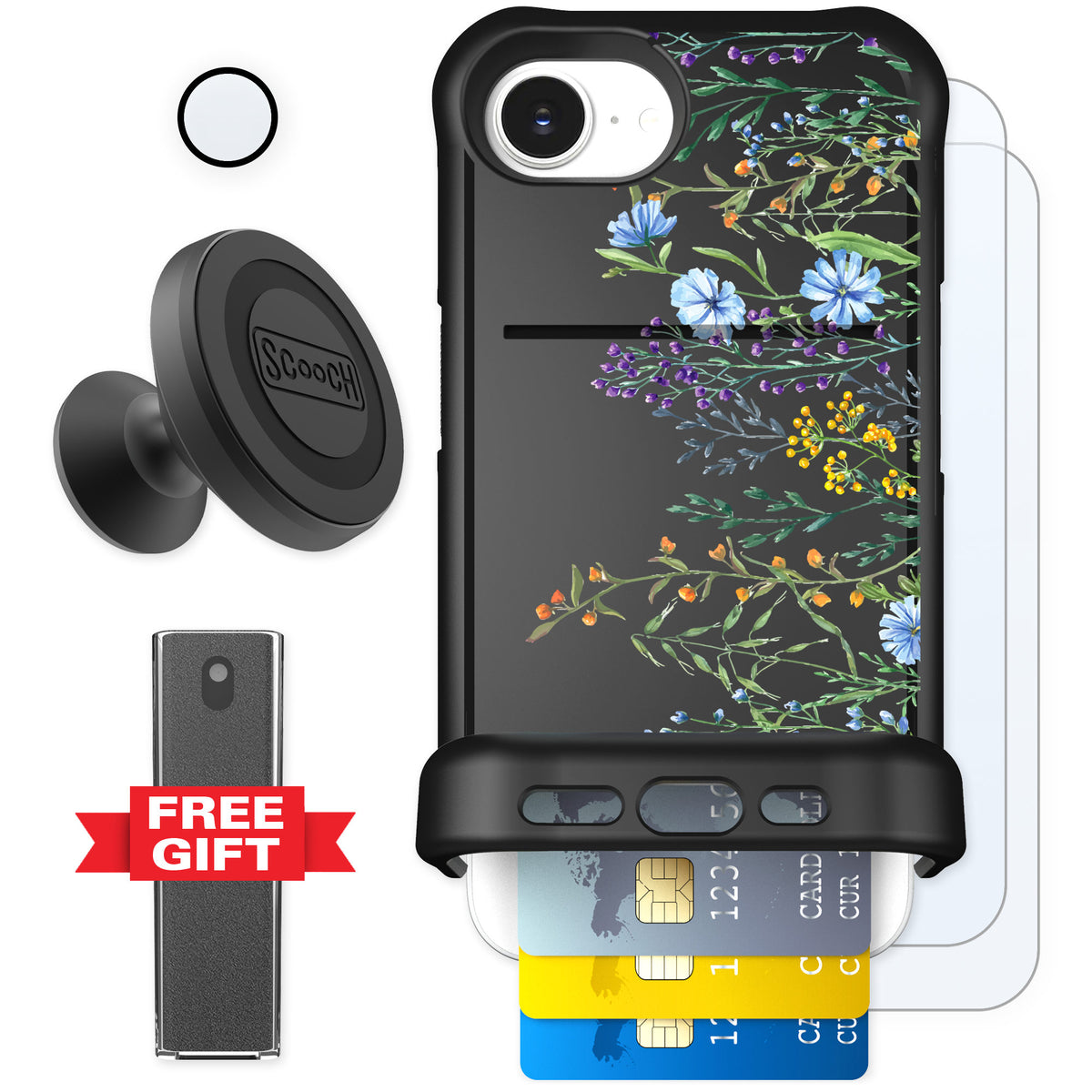 Scooch Wingmate Meadow Bloom for iPhone 16e — Defender Bundle