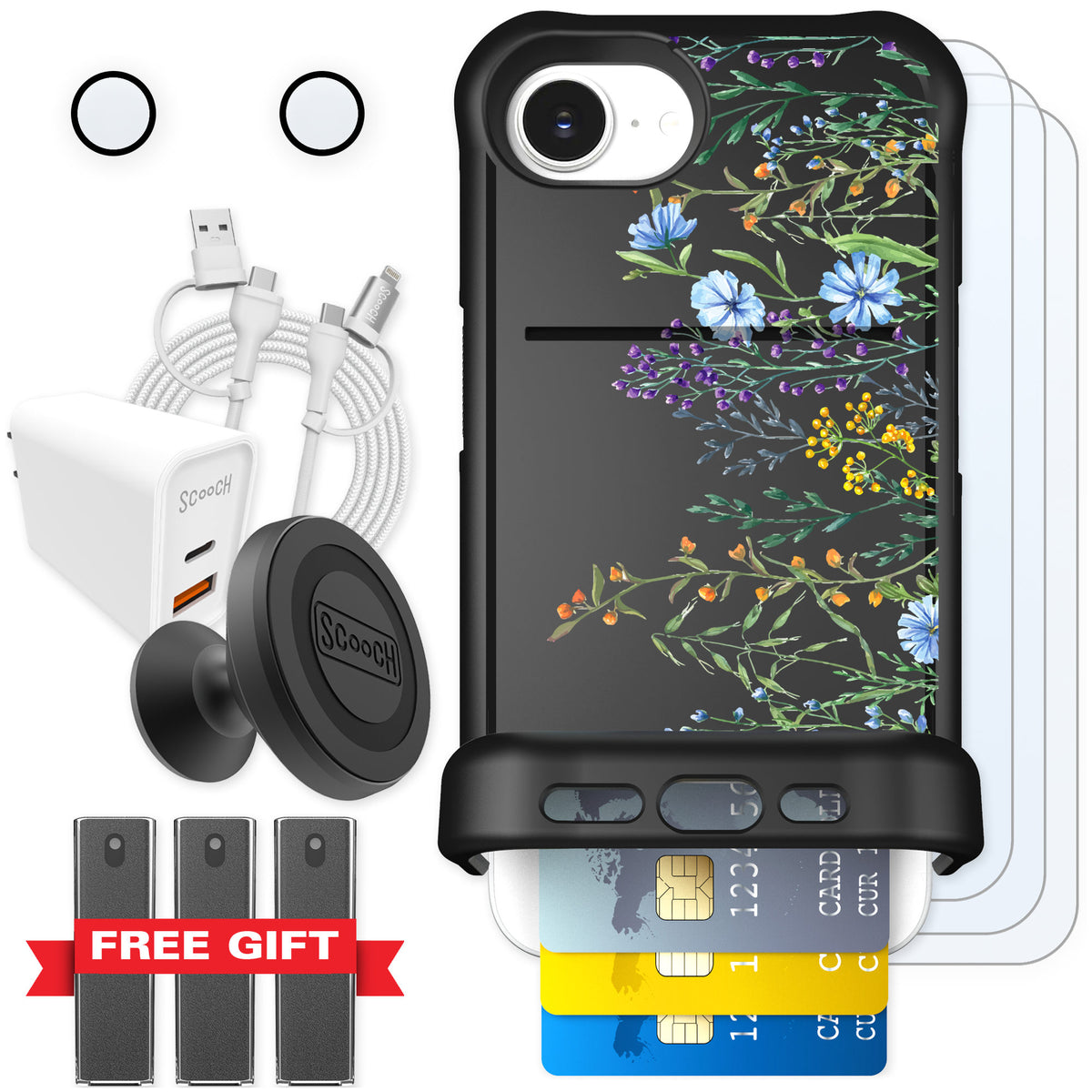 Scooch Wingmate Meadow Bloom for iPhone 16e — Ultimate Bundle