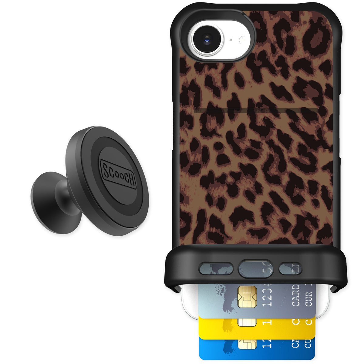 Scooch Wingmate Luxe Leopard for iPhone 16e — Starter Bundle