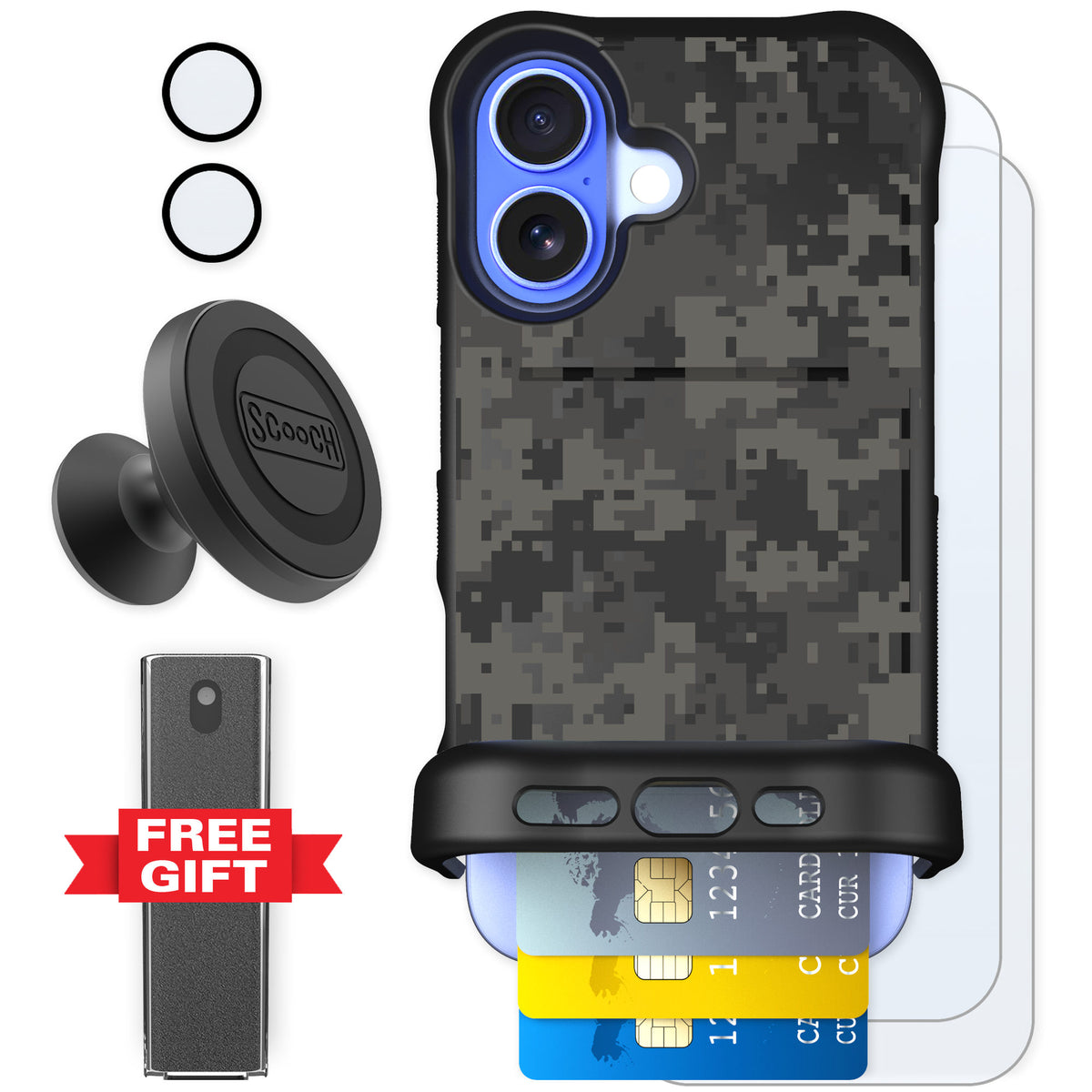 Scooch Wingmate Digi Camo for iPhone 16 — Defender Bundle