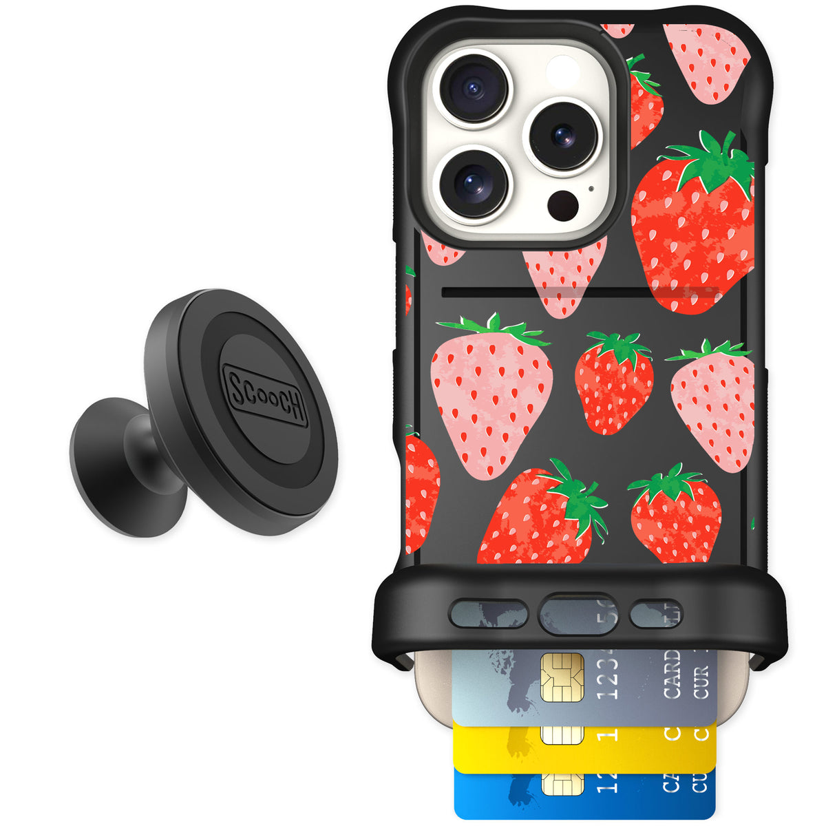 Scooch Wingmate Strawberry Fields for iPhone 16 Pro — Starter Bundle