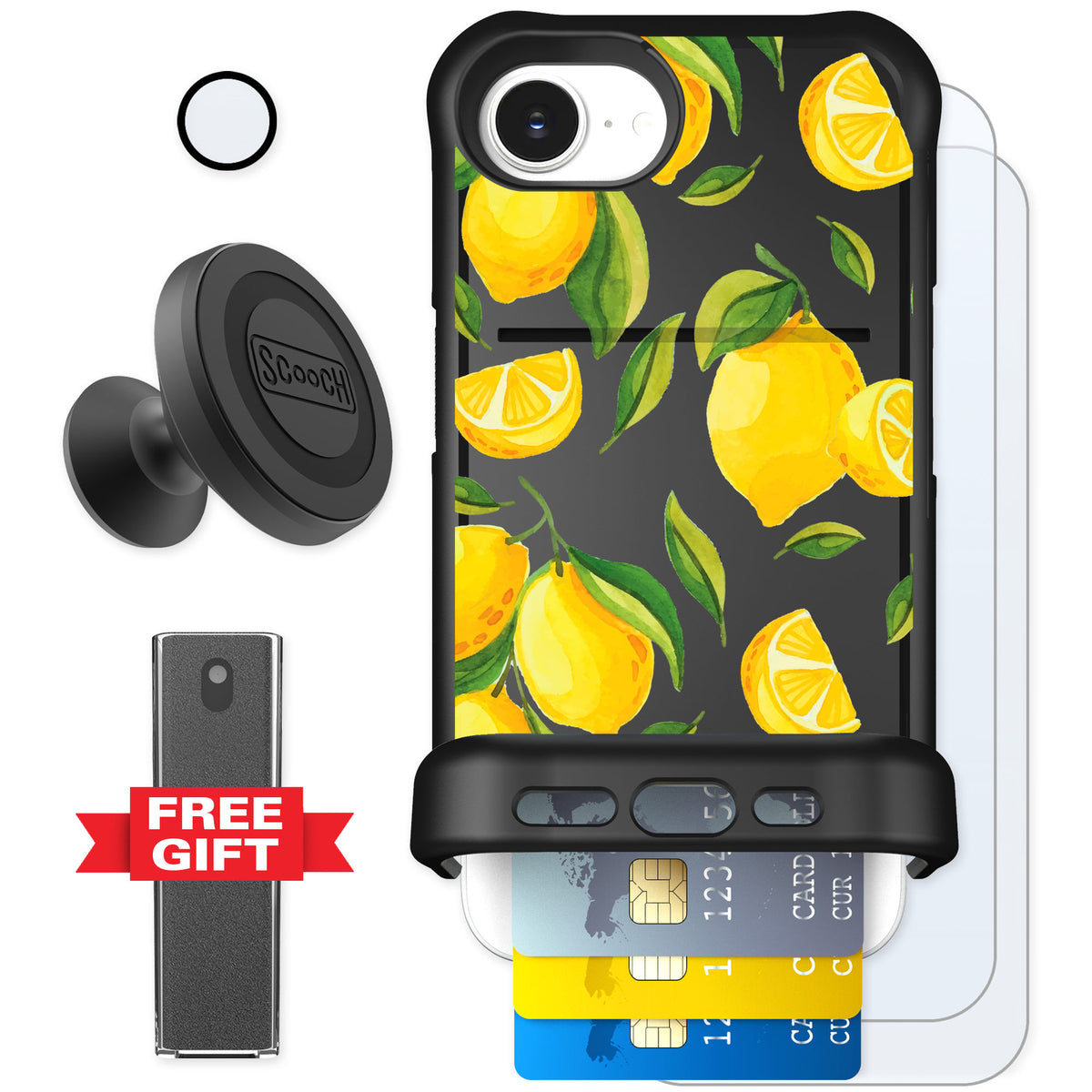 Scooch Wingmate Amalfi Lemons for iPhone 17e — Defender Bundle