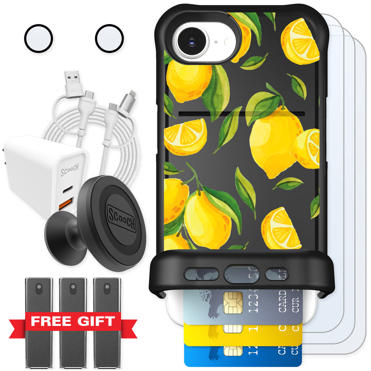 Scooch Wingmate Amalfi Lemons for iPhone 17e — Ultimate Bundle
