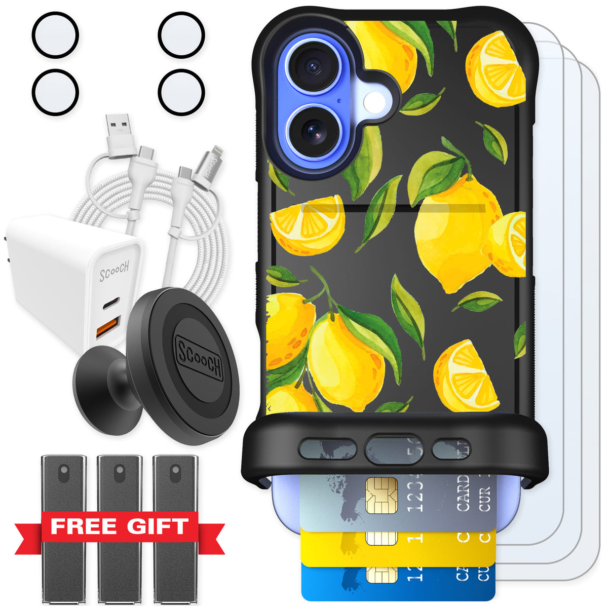 Scooch Wingmate Amalfi Lemons for iPhone 16 — Ultimate Bundle