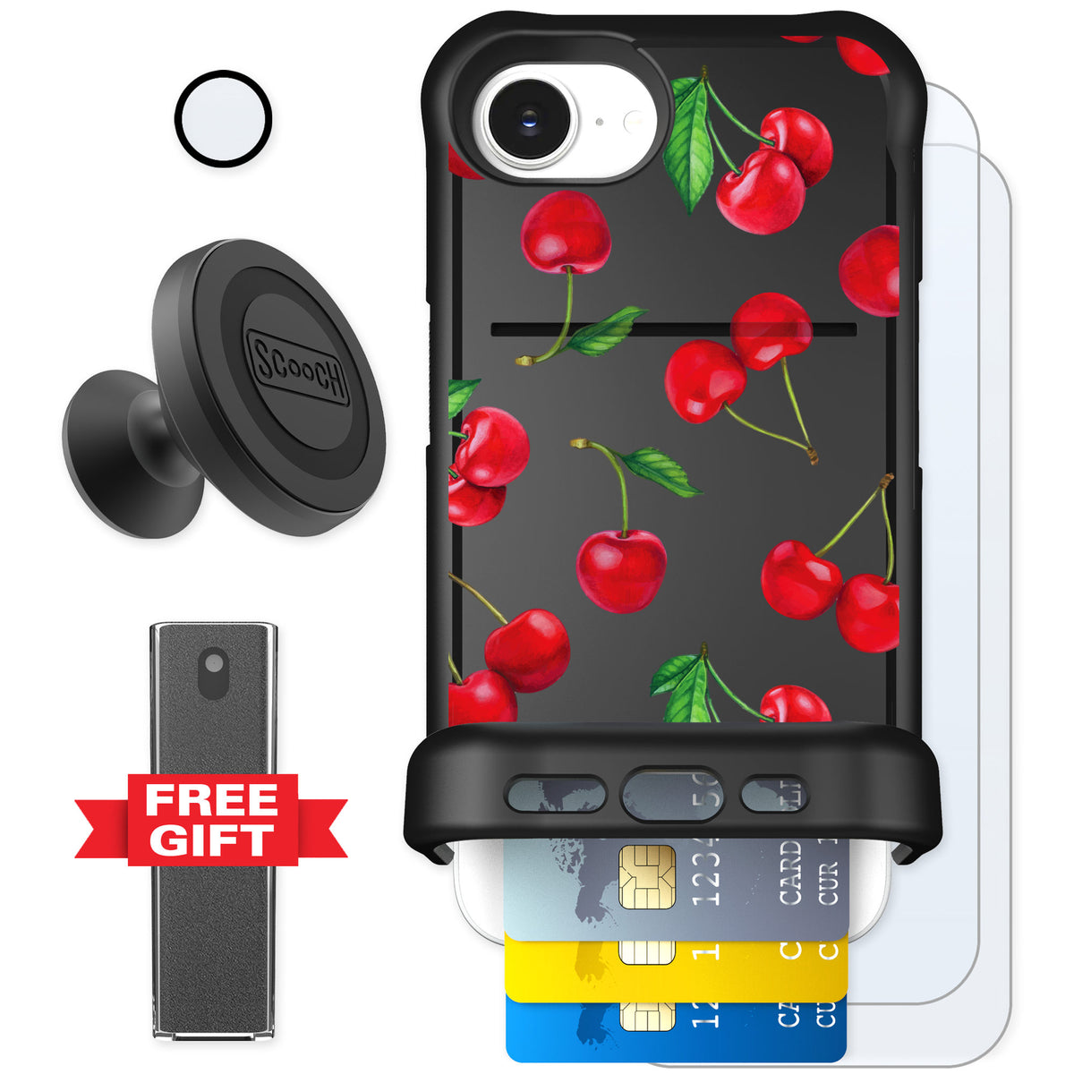 Scooch Wingmate Very Cherry for iPhone 17e — Defender Bundle