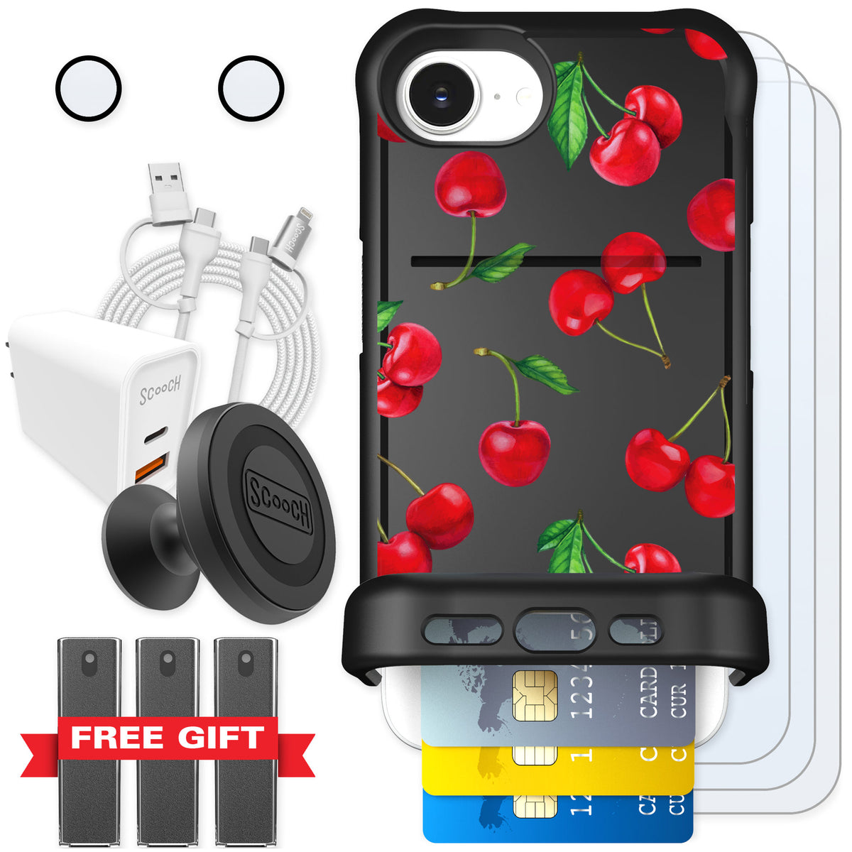Scooch Wingmate Very Cherry for iPhone 17e — Ultimate Bundle
