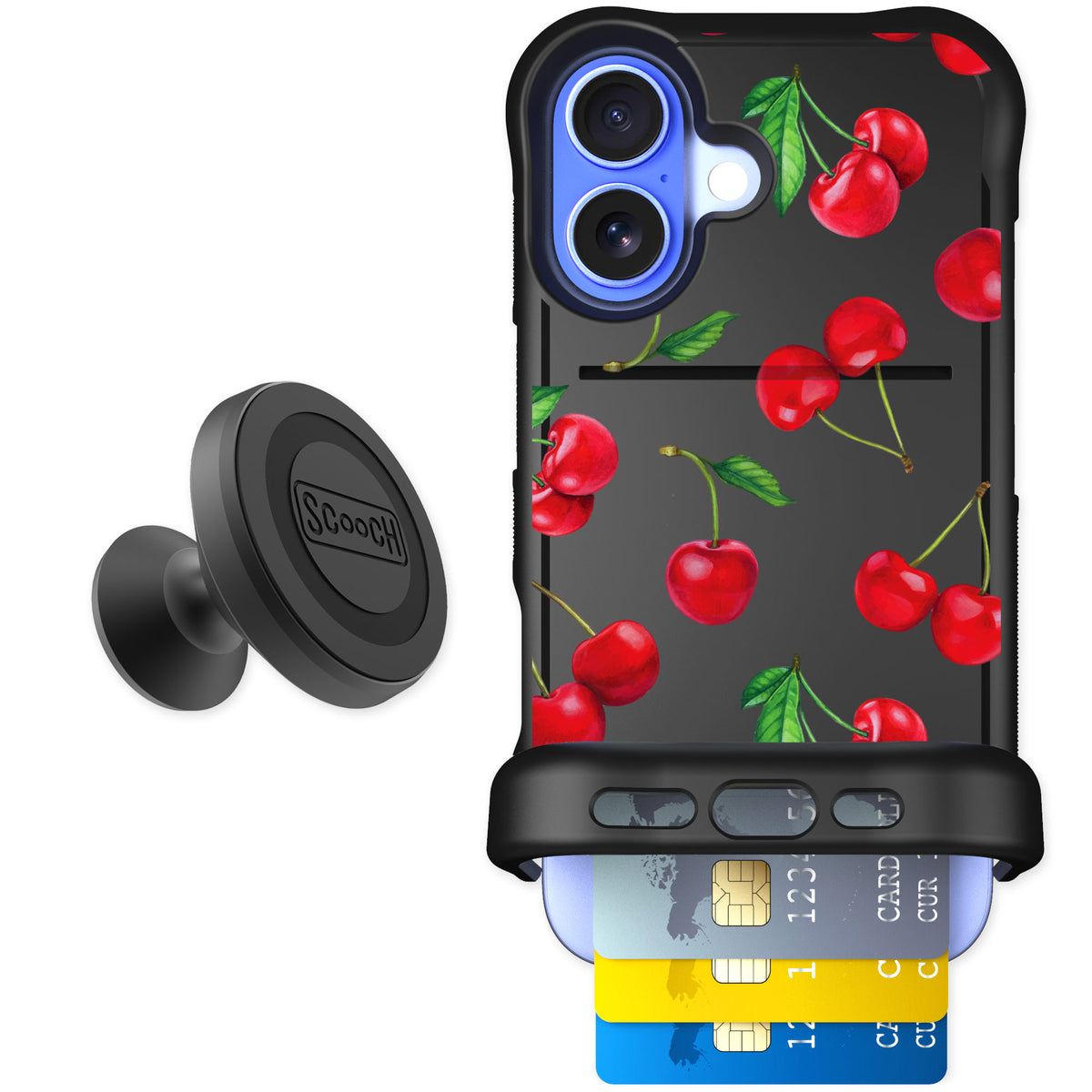 Scooch Wingmate Very Cherry for iPhone 16 — Starter Bundle