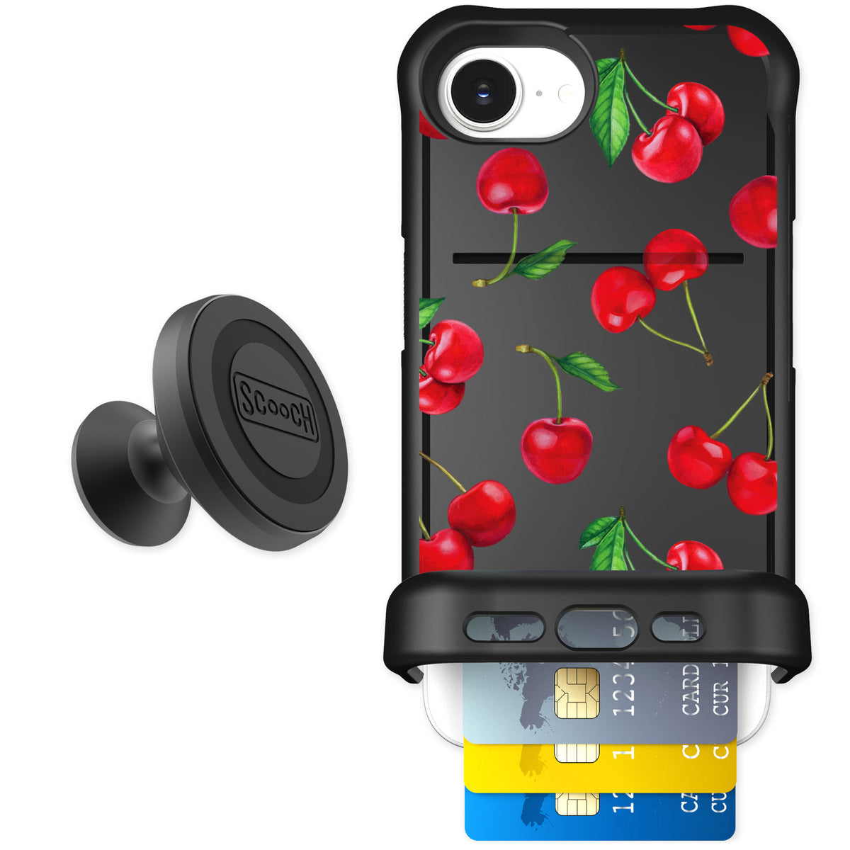 Scooch Wingmate Very Cherry for iPhone 16e — Starter Bundle