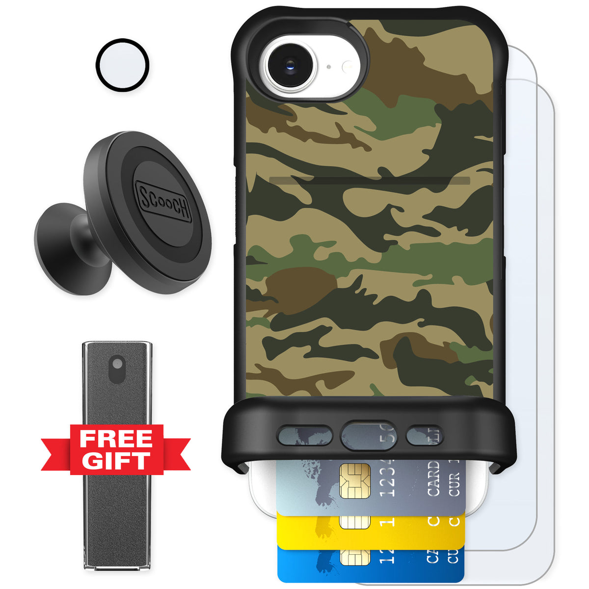 Scooch Wingmate Classic Camo for iPhone 17e — Defender Bundle