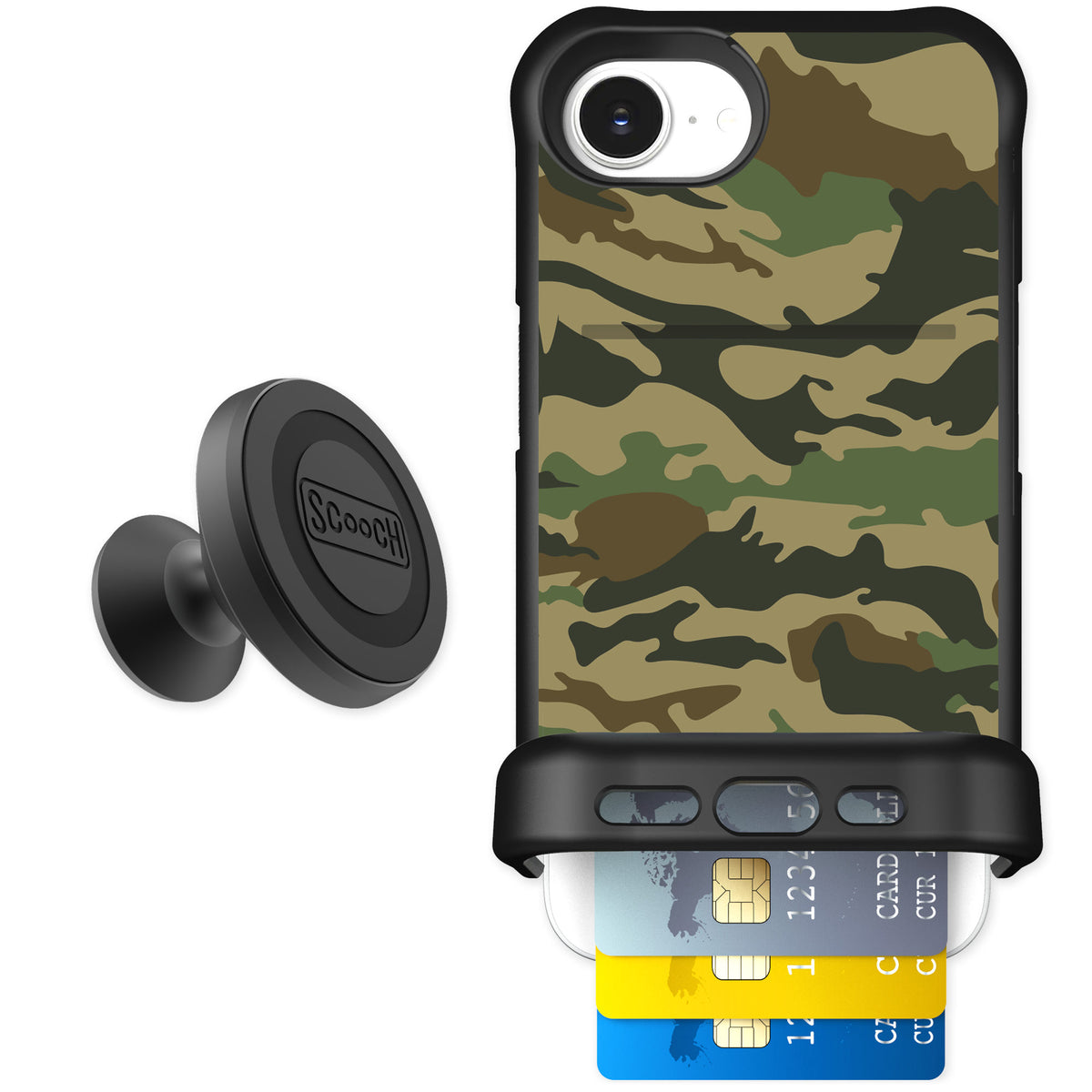 Scooch Wingmate Classic Camo for iPhone 16e — Starter Bundle