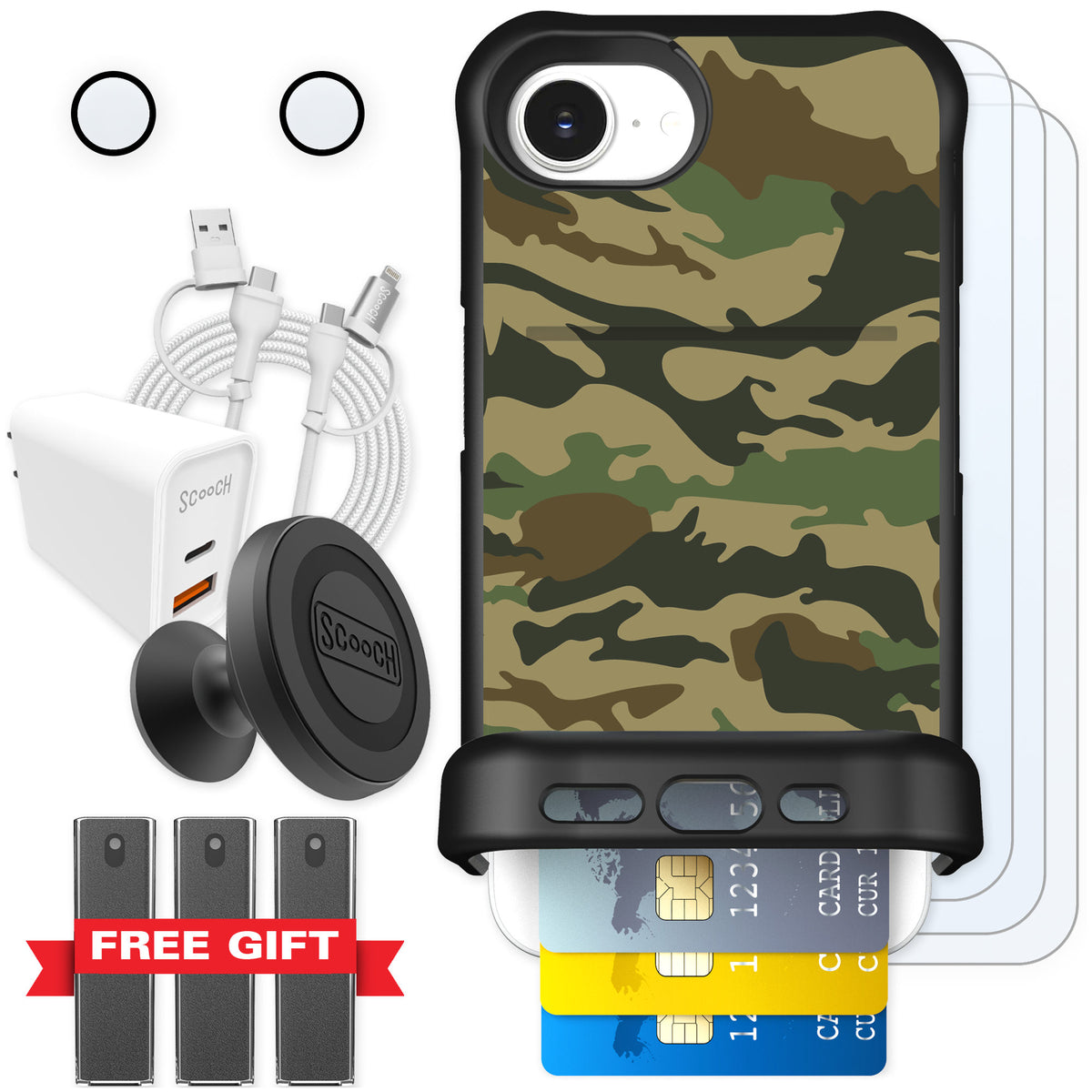 Scooch Wingmate Classic Camo for iPhone 16e — Ultimate Bundle