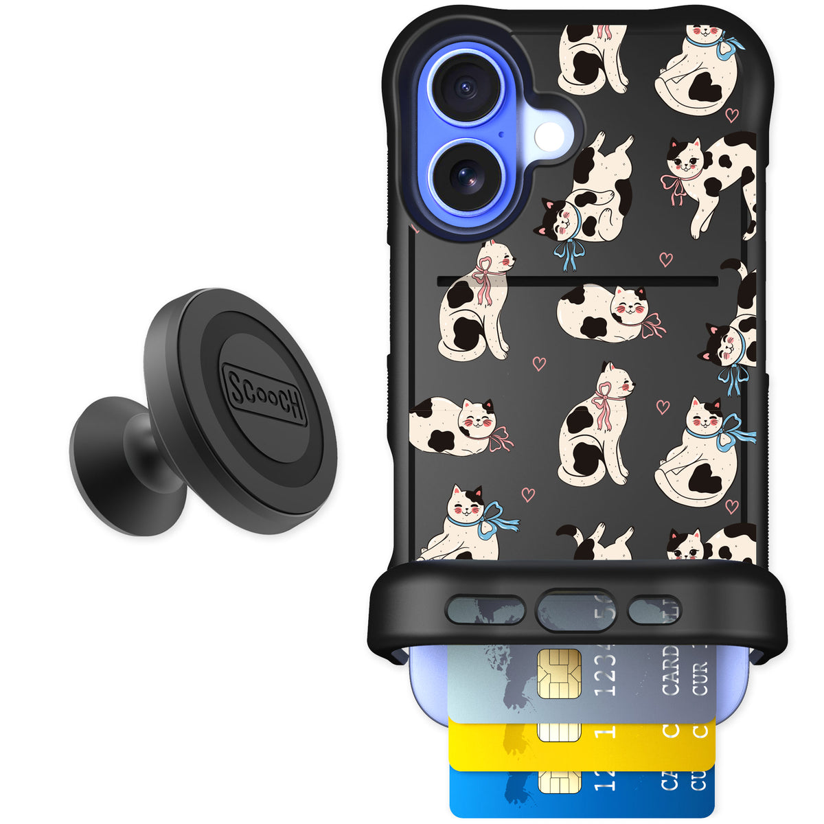 Scooch Wingmate Bow Kitties for iPhone 16 — Starter Bundle