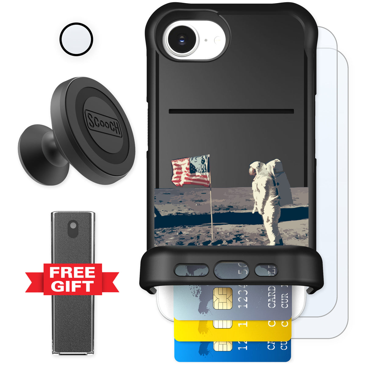 Scooch Wingmate Lunar Landing for iPhone 16e — Defender Bundle