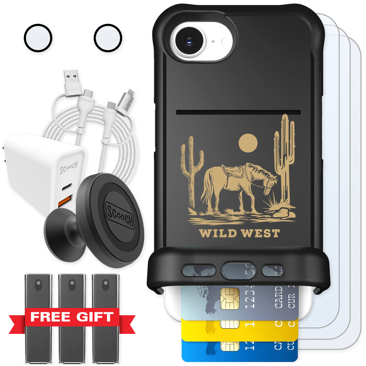 Scooch Wingmate Wild West for iPhone 17e — Ultimate Bundle