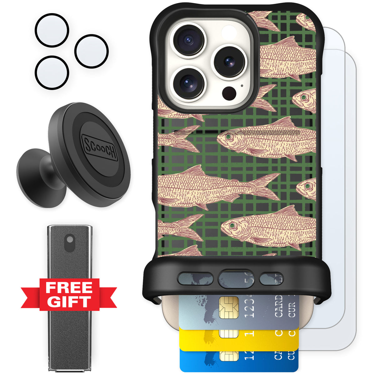 Scooch Wingmate Fresh Catch for iPhone 16 Pro — Defender Bundle