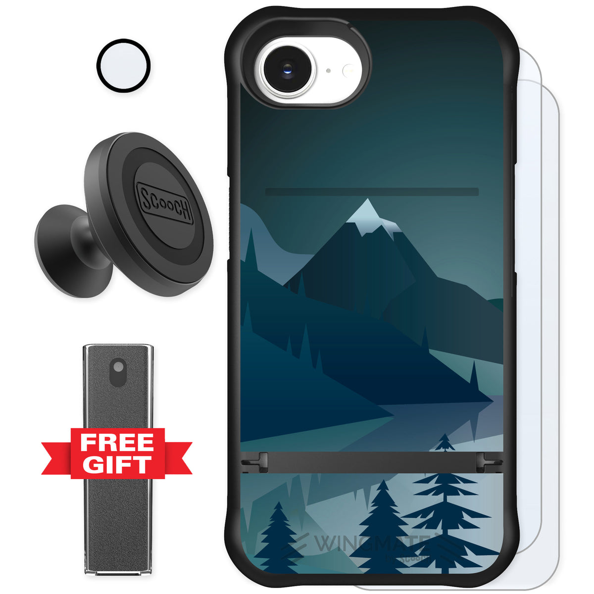 Scooch Wingmate Midnight Ridge for iPhone 17e — Defender Bundle