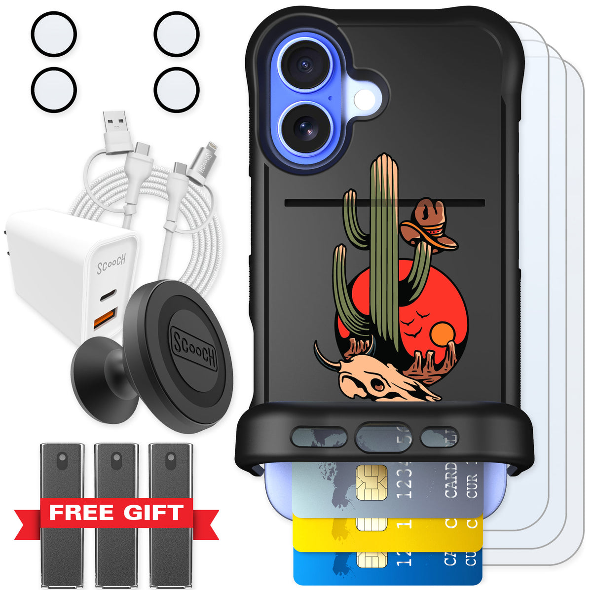 Scooch Wingmate Cactus Flash for iPhone 16 — Ultimate Bundle