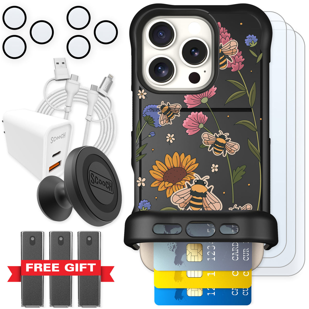 Scooch Wingmate Bee Happy for iPhone 16 Pro — Ultimate Bundle