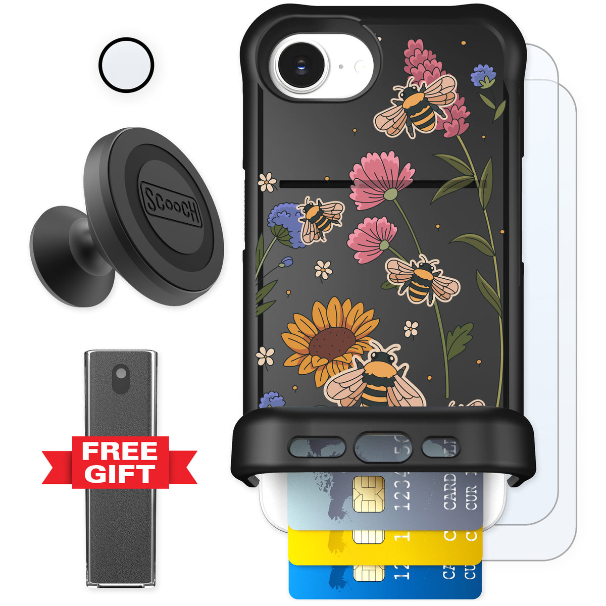 Scooch Wingmate Bee Happy for iPhone 16e — Defender Bundle