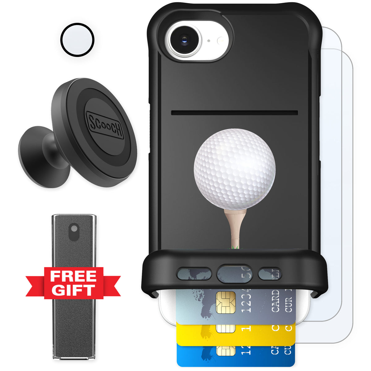 Scooch Wingmate Tee Time for iPhone 16e — Defender Bundle