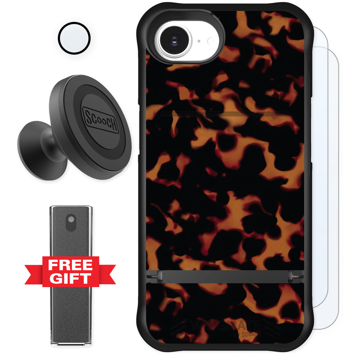 Scooch Wingmate Tortoise Shell for iPhone 16e — Defender Bundle