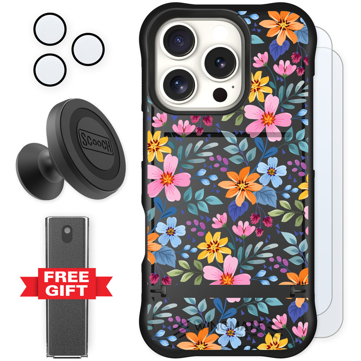 Scooch Wingmate Full Bloom for iPhone 16 Pro — Defender Bundle
