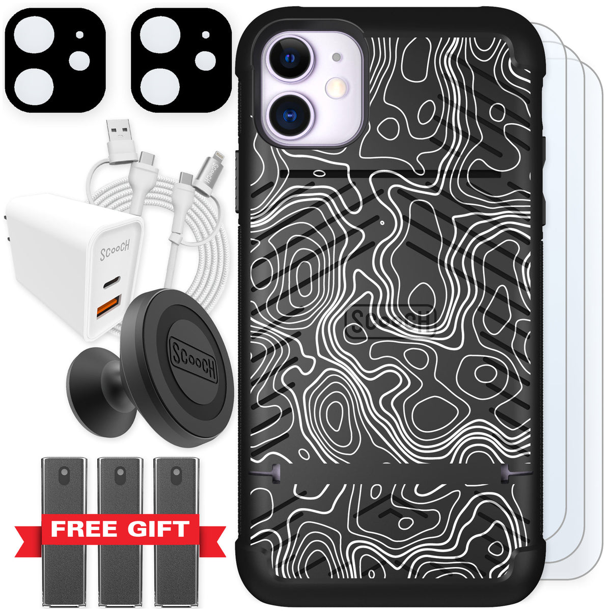 Scooch Wingmate Topography for iPhone 11 — Ultimate Bundle