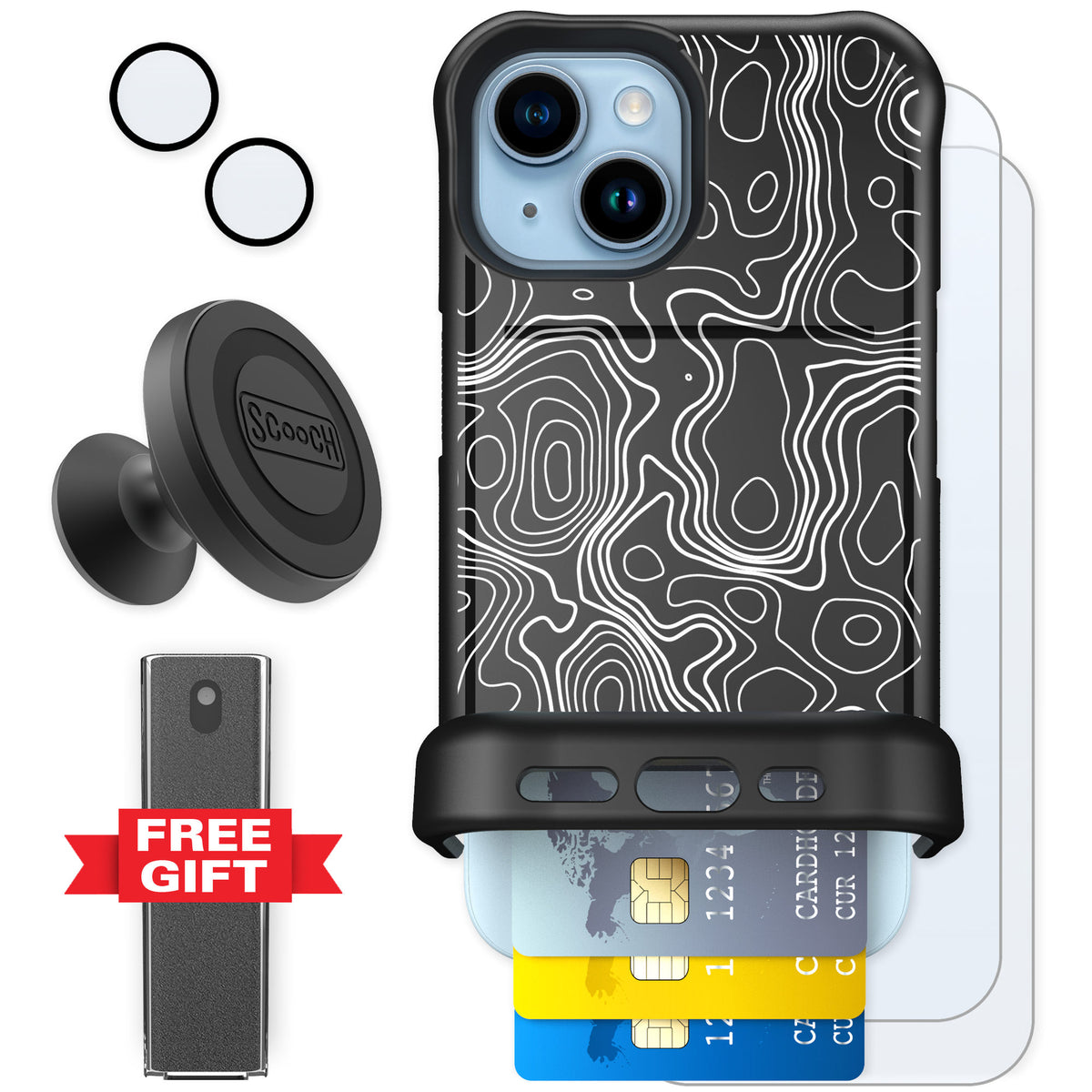 Scooch Wingmate Topography for iPhone 15 — Defender Bundle