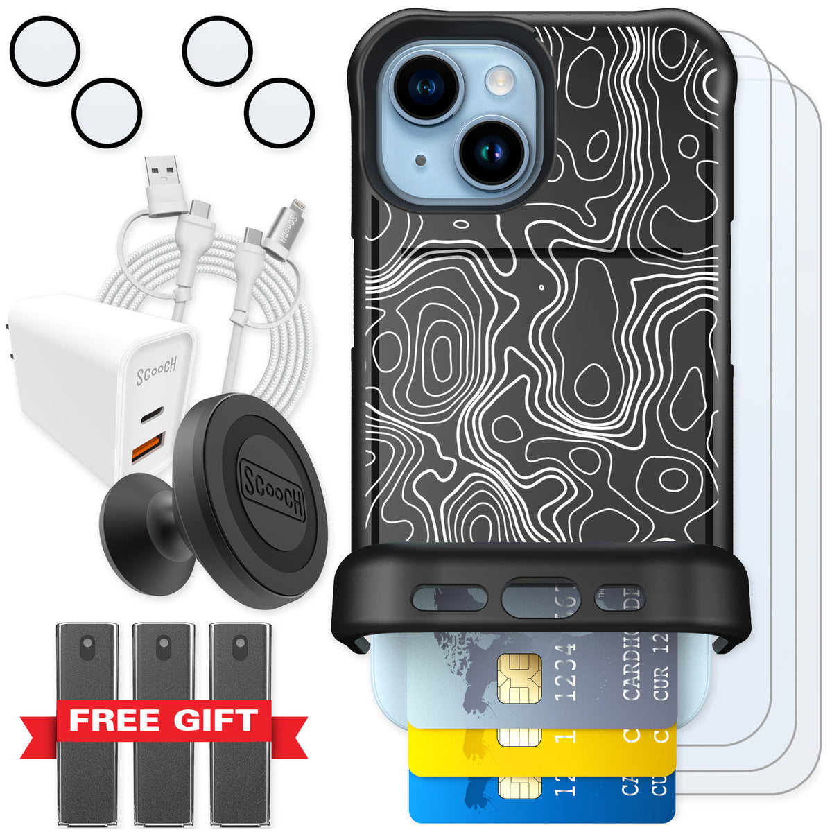 Scooch Wingmate Topography for iPhone 15 — Ultimate Bundle