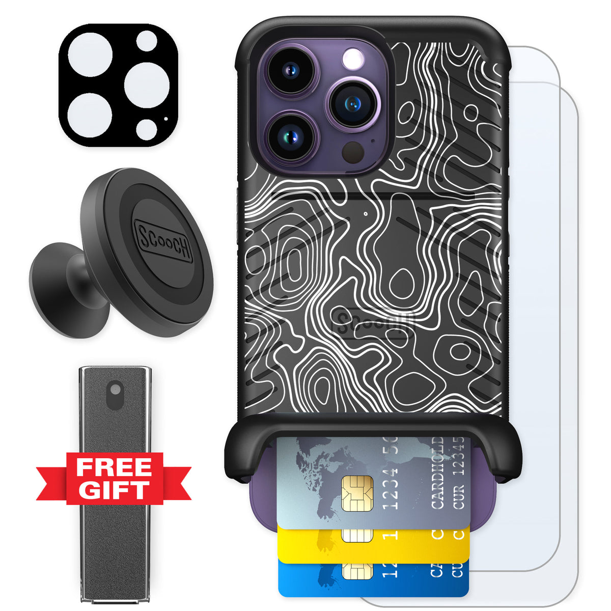 Scooch Wingmate Topography for iPhone 14 Pro — Defender Bundle