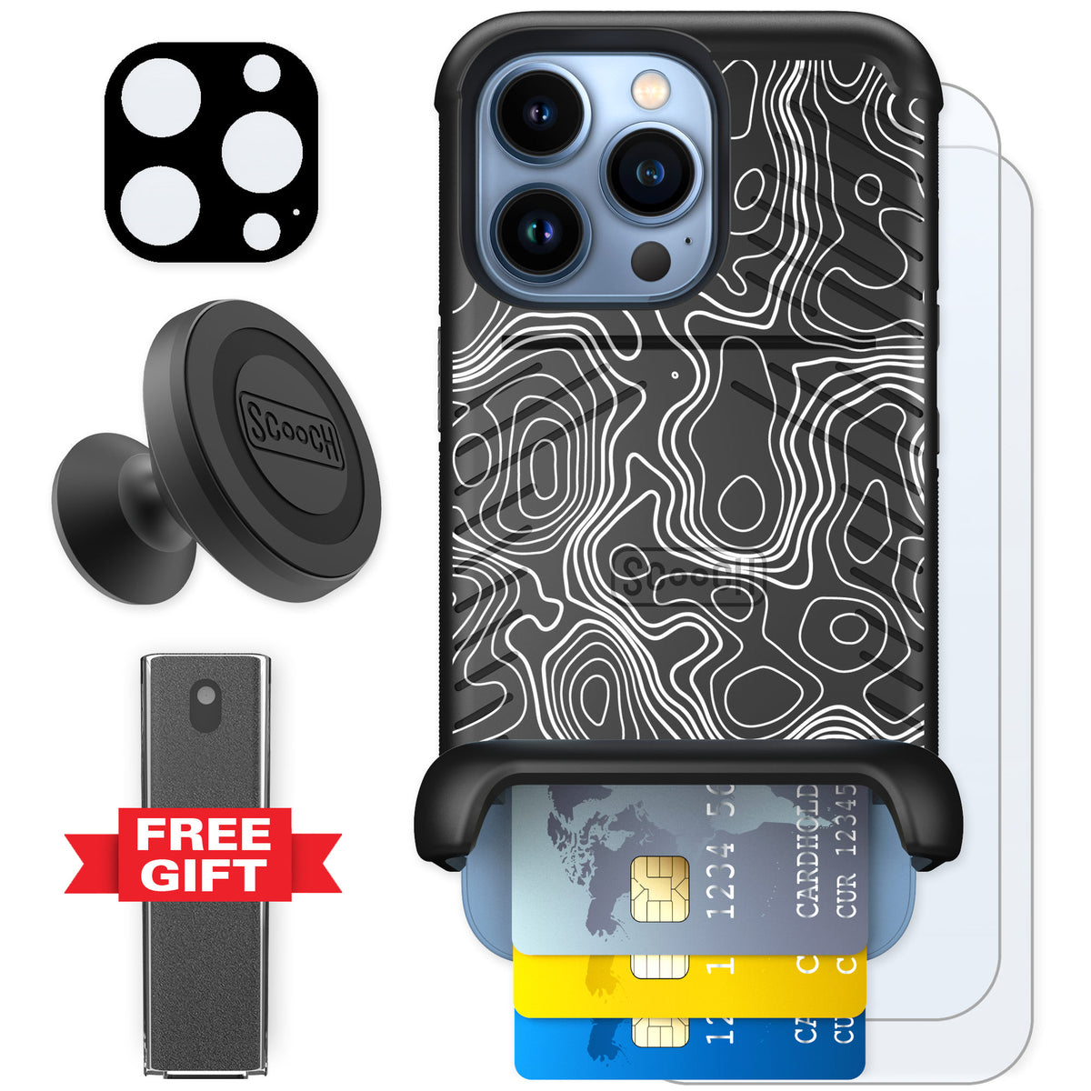 Scooch Wingmate Topography for iPhone 13 Pro — Defender Bundle